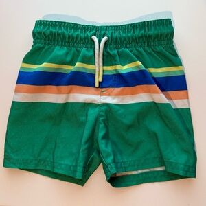 Green Striped toddler swim Shorts